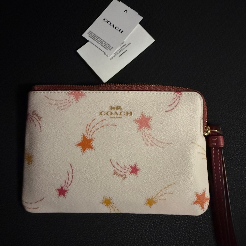 Coach Women's Star Print Wristlet - Cream and Pink